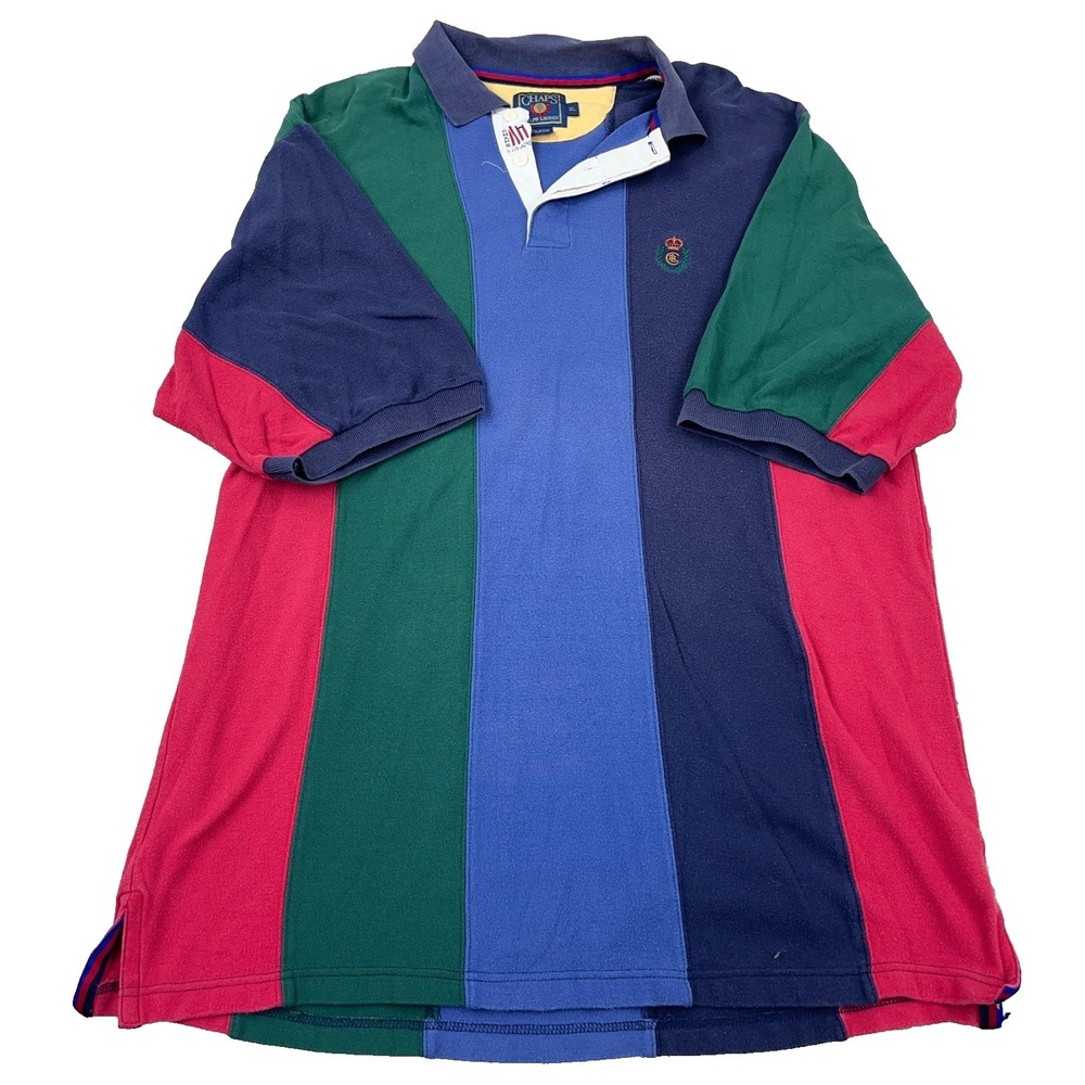Vintage Chaps Ralph Lauren Polo Shirt Men XL Colorblock 90s Blue Greem Red
